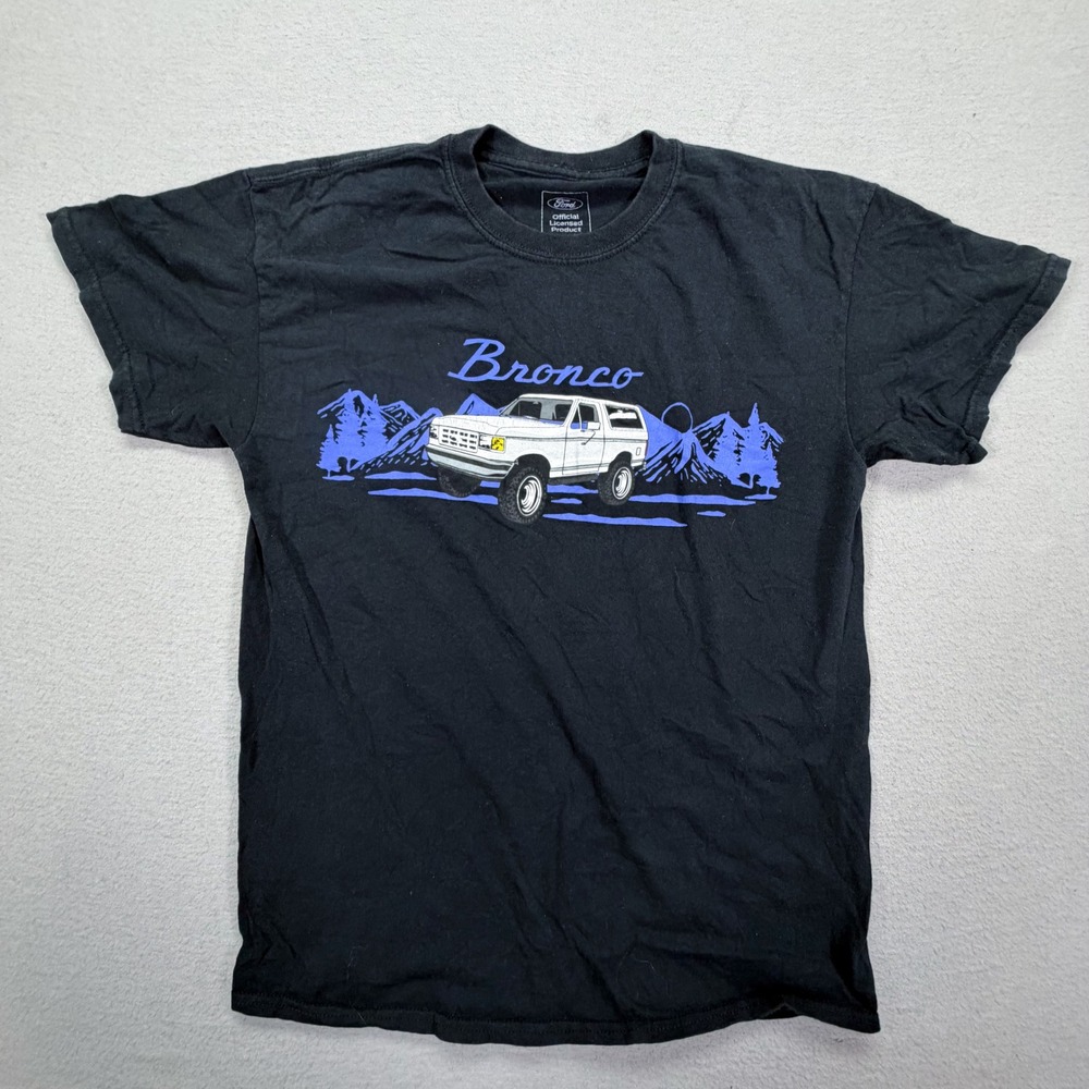 Ford T-Shirt Mens Medium Good Black Bronco Graphic SUV Short Sleeve Tee